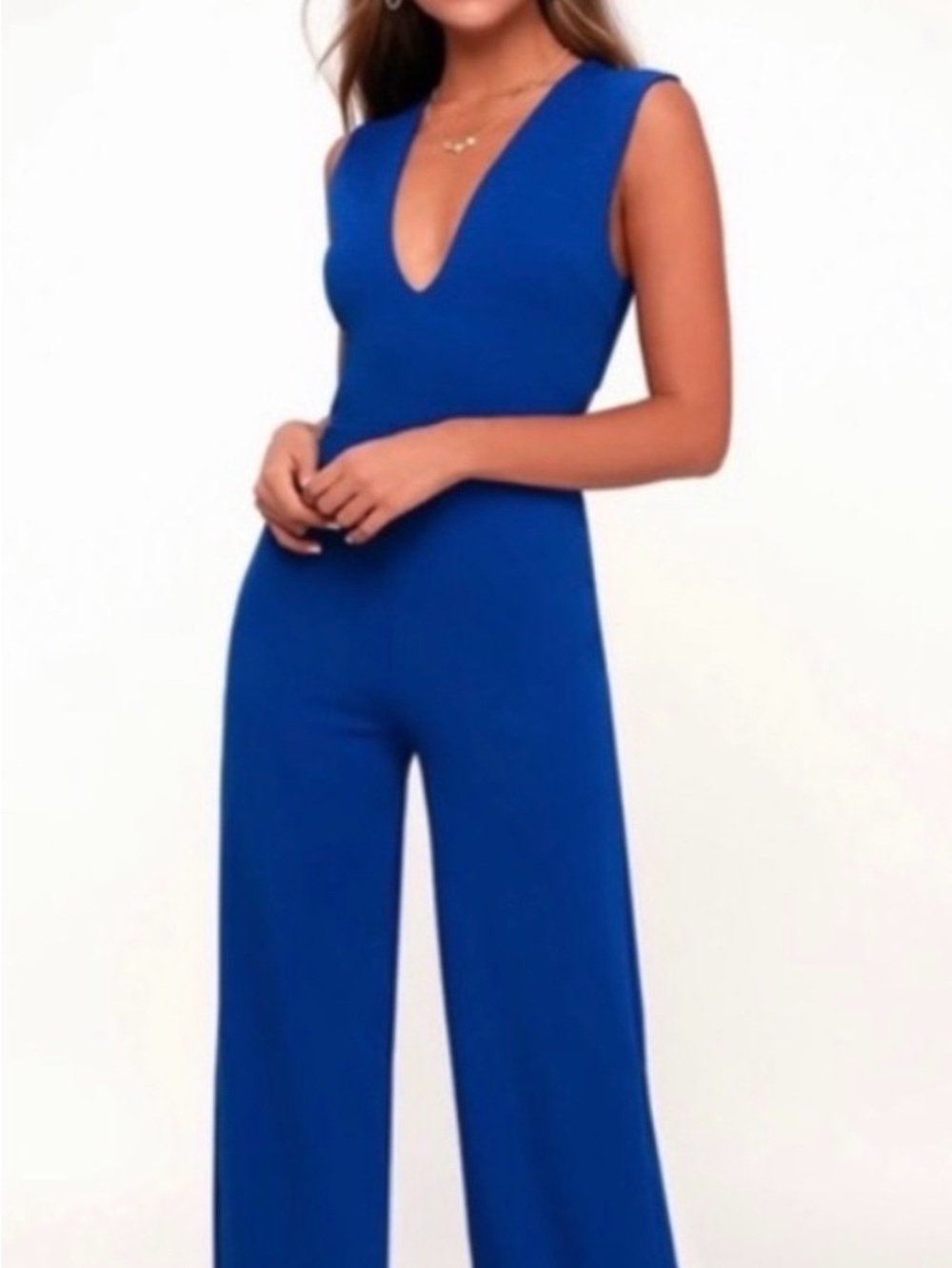 Thinking Out Loud Royal Blue Backless Jumpsuit LuLus Small
